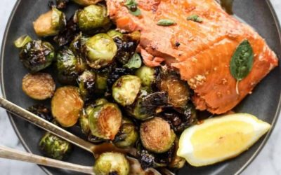 Roasted Garlic Salmon and Brussel Sprouts