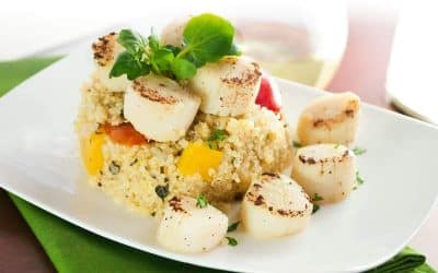 10-Ingredient Pan-seared Scallops with Citrus-Ginger Quinoa